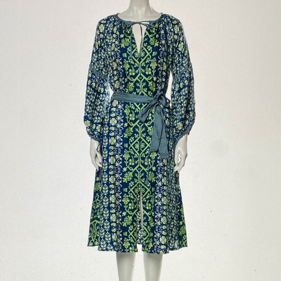 D'Ascoli Toscana Blue Silk Midi Dress sz S NEW - Picture 10 of 13